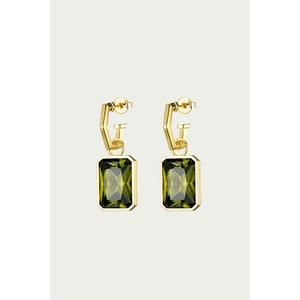 NEW F+H STUDIOS volt gemstone statement earrings in gold/green